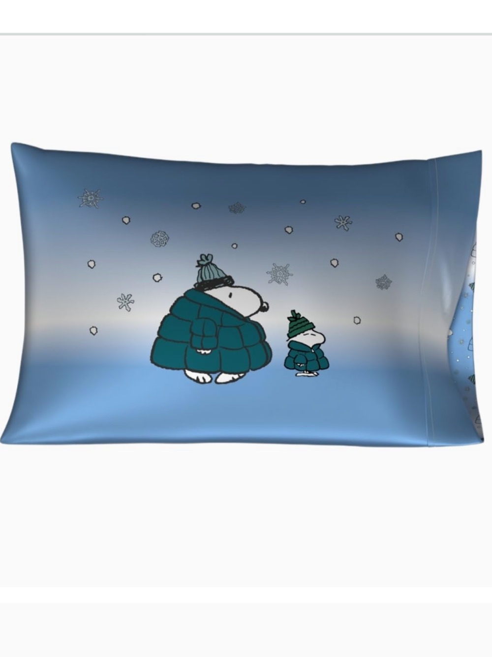 Franco Peanuts Snoopy Puffer Coat Silky Satin Standard Pillowcase Cover-20x30